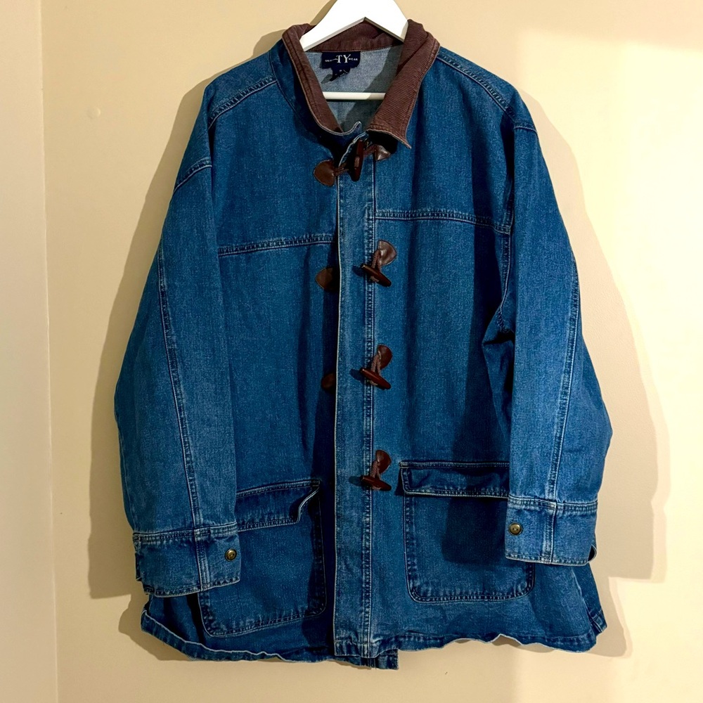 Vintage Original TY Wear Denim Barn Coat Corduroy Collar Toggles